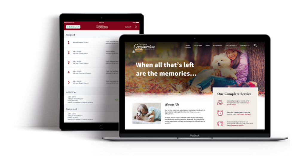 Custom website design for Faithful Companion built by SPARK